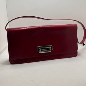 Preston York clutch bag adjustable strap reddish burgundy